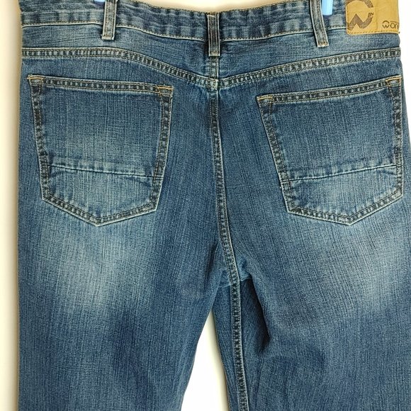 Warehouse One Men's Denim Jeans 34x32 Dark Wash Like New Straight Leg Relaxed - Picture 2 of 9